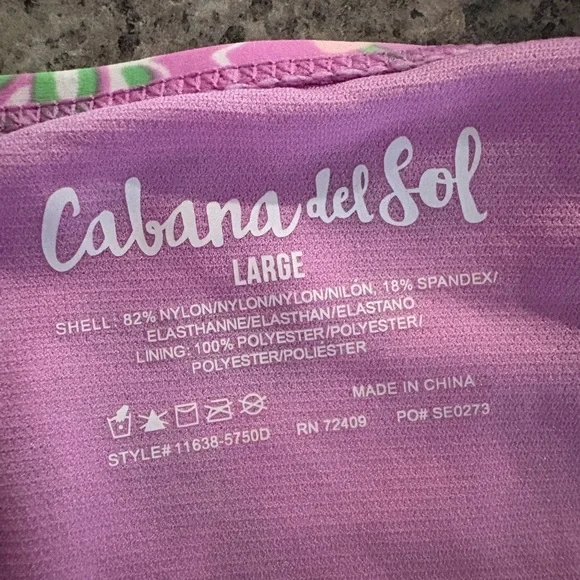 Cabana Del Sol Women's 2 Piece Bikini Swimsuit Set Purple Floral Sz L Beach - Picture 4 of 6